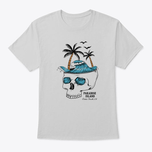 Men T Shirt Skeleton - Paradise Island - Milticolor