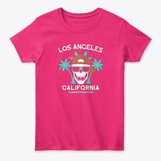 Women T Shirt Skeleton - Los Angeles California - Multicolor